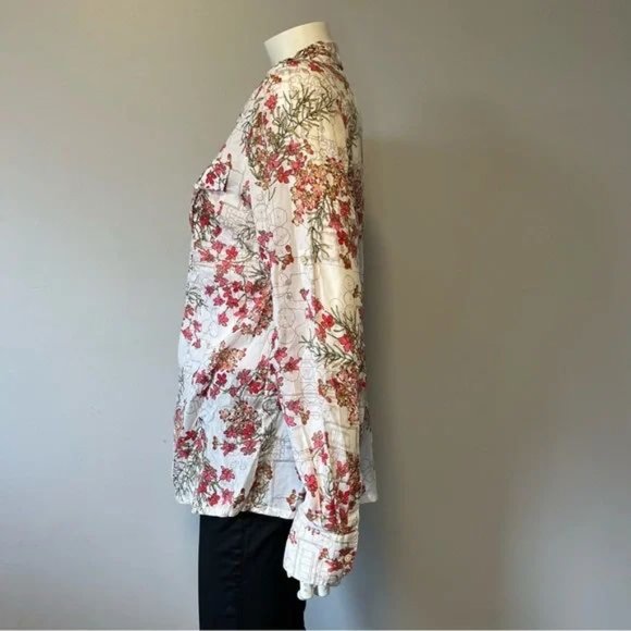 TORY BURCH Floral Print Long Sleeve Button-Up Top size 14 US - Picture 2 of 7